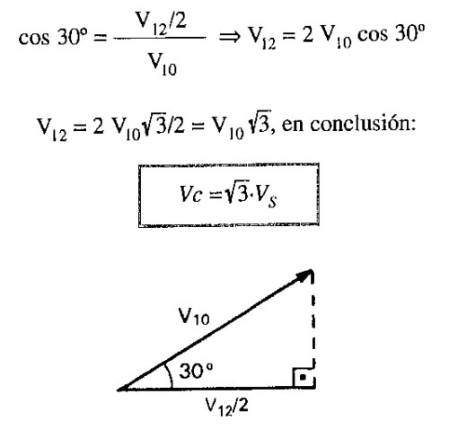 Relaci&oacute;n entre tensi&oacute;n de fase y de l&iacute;nea