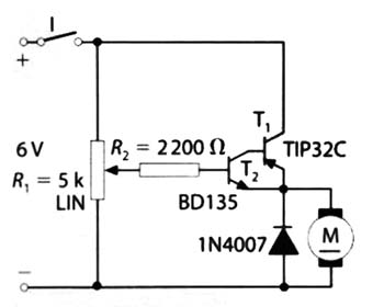 Control de velocidad de motor CC con transistores